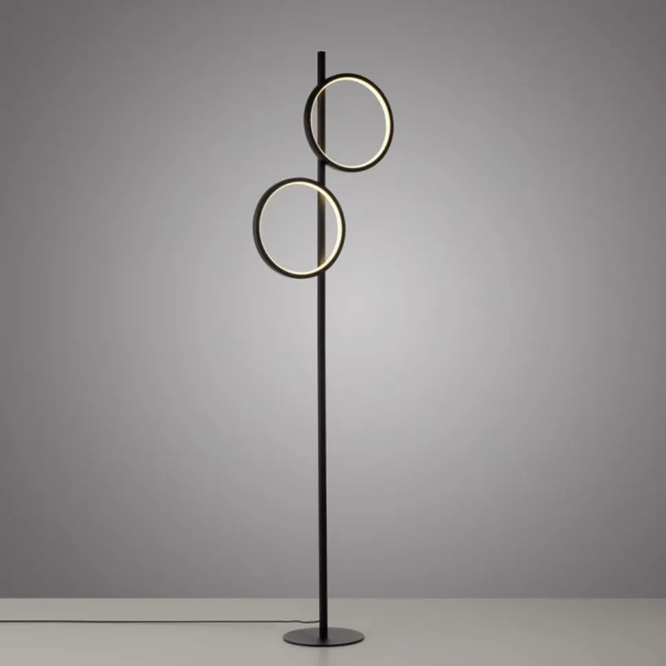 LED Stehleuchte Schwarz Metall Ringe 151 cm 1290 lm