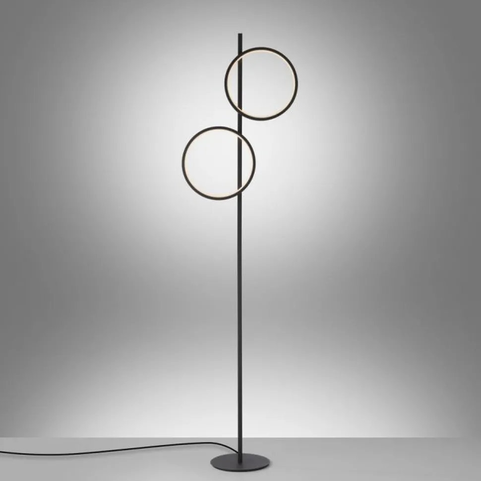 LED Stehleuchte Schwarz Metall Ringe 151 cm 1290 lm