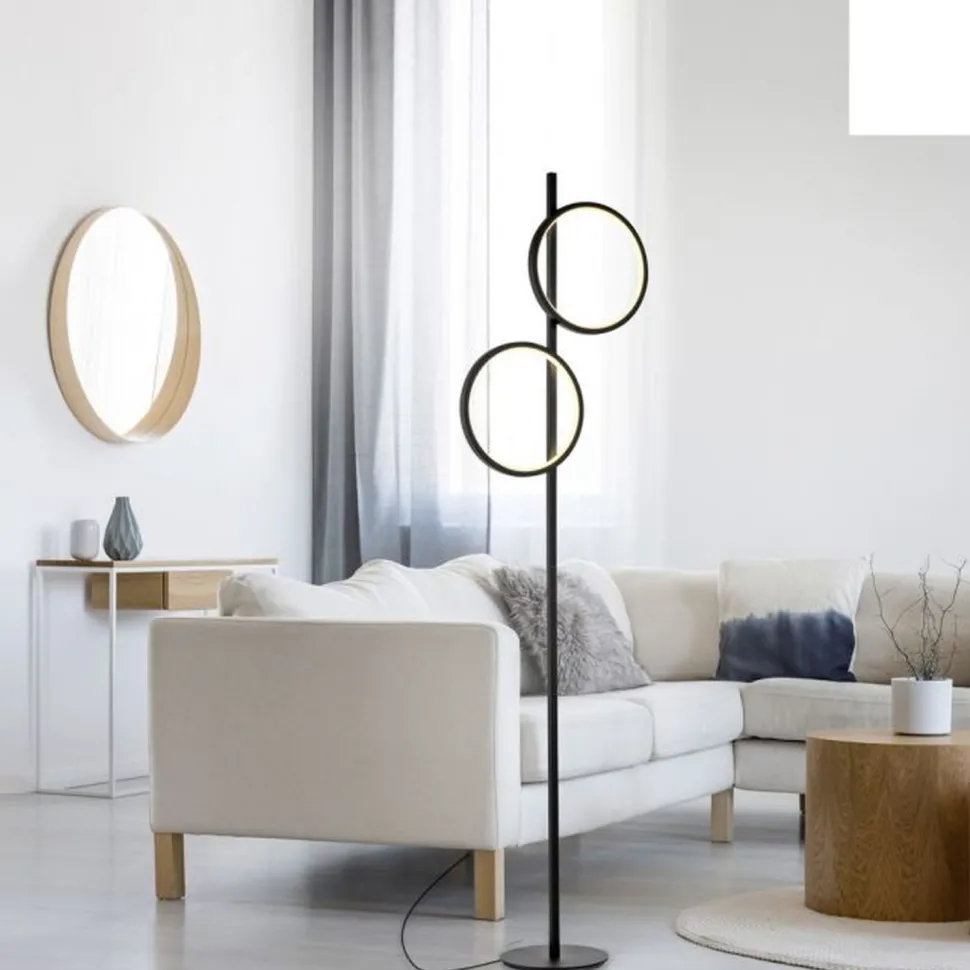 LED Stehleuchte Schwarz Metall Ringe 151 cm 1290 lm