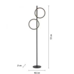 LED Stehleuchte Schwarz Metall Ringe 151 cm 1290 lm