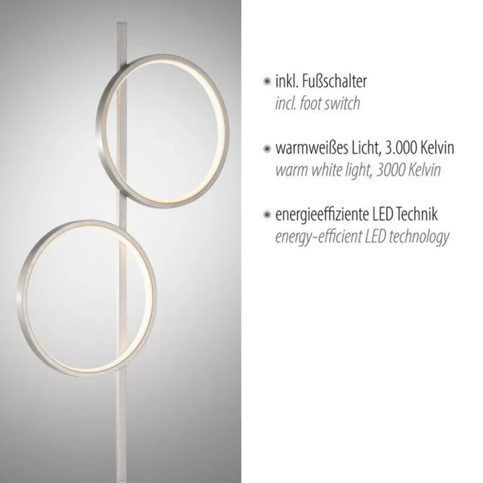 LED Stehleuchte Silber Metall Ringe 151 cm 1290 lm 10 W