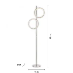 LED Stehleuchte Silber Metall Ringe 151 cm 1290 lm 10 W