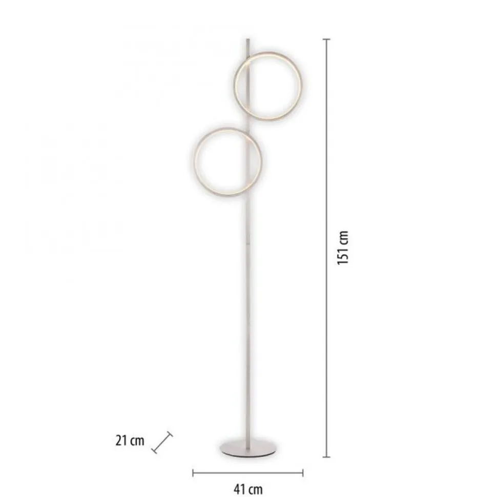 LED Stehleuchte Silber Metall Ringe 151 cm 1290 lm 10 W