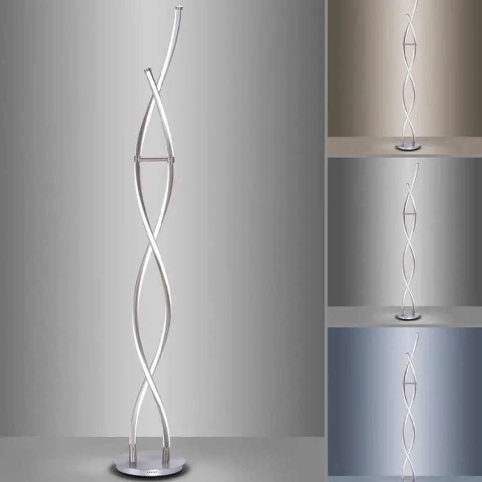 LED Stehleuchte Wellen in Stahl dimmbar 53 W 140 cm