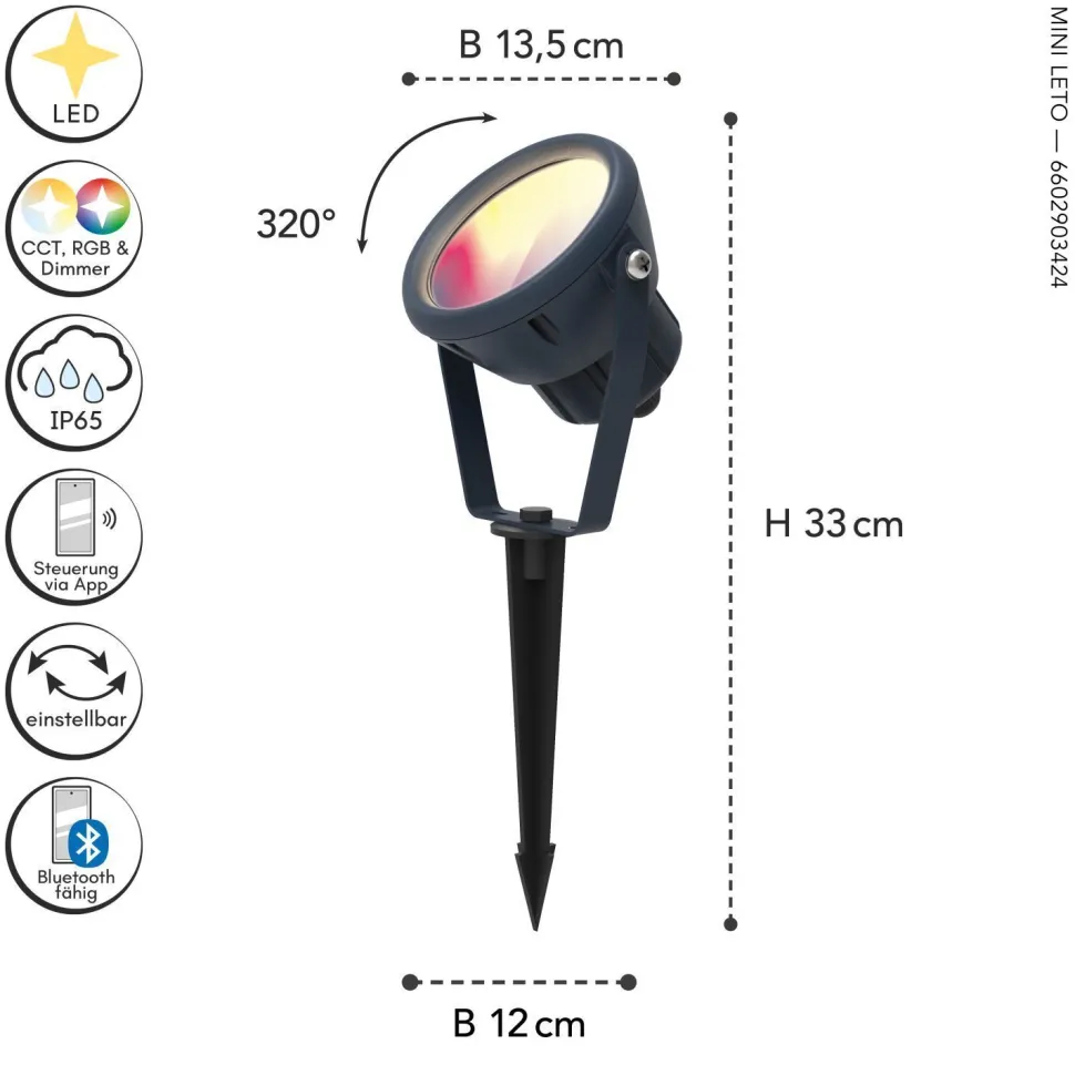 LED Strahler mit Erdspieß flexibel IP65 RGB dimmbar