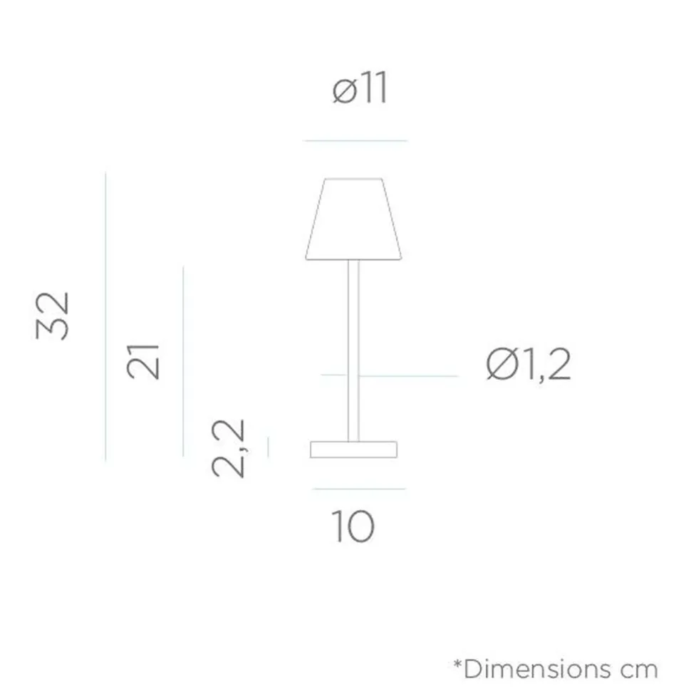 LED Tischlampe Anthrazit kabellos 32cm IP65 IP44 Touch Outdoor