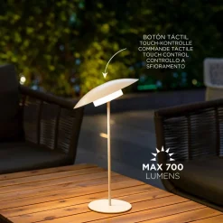 LED Tischlampe kabellos Akku Touch H: 40 cm IP44 Weiß