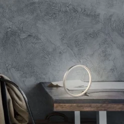 LED Tischlampe Silber Metall Ring H:25,5 cm 3000 K 10 W