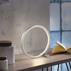 LED Tischlampe Silber Metall Ring H:25,5 cm 3000 K 10 W