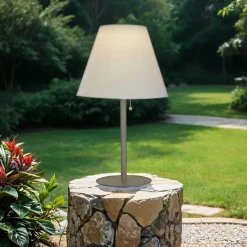 LED Tischlampe Solar außen IP44 68 cm in Silber Weiß 3000 K