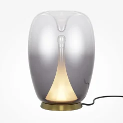 LED Tischleuchte Aluminium Rauchglas D: 20 cm 27,2 cm