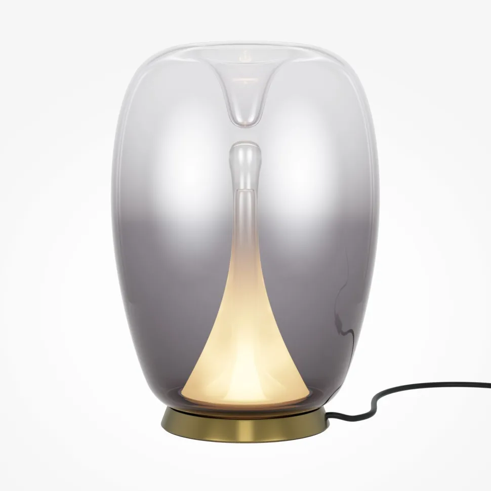 LED Tischleuchte Aluminium Rauchglas D: 20 cm 27,2 cm