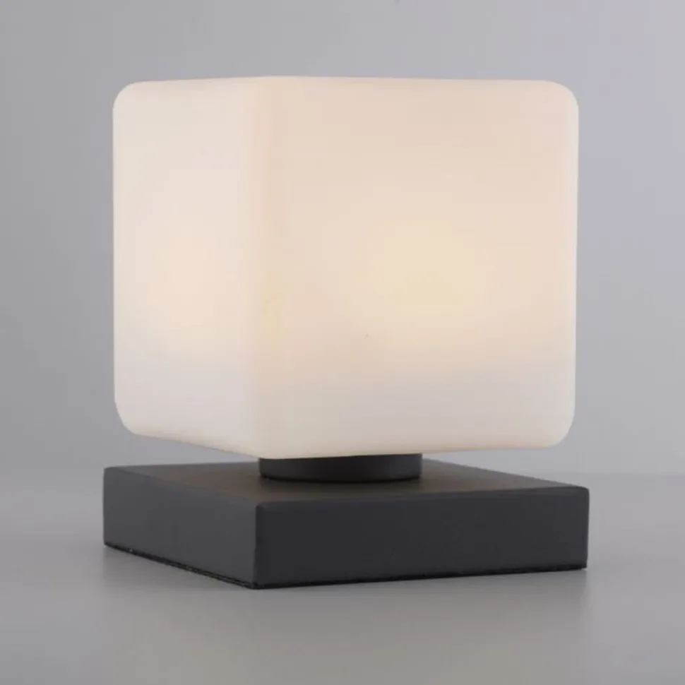 LED Tischleuchte Anthrazit Glas 16 cm 580 lm dimmbar