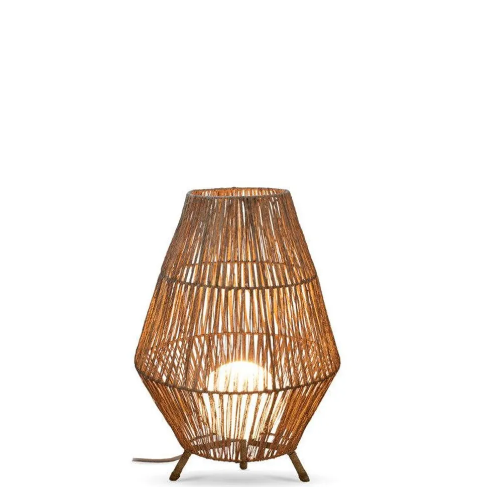 LED Tischleuchte außen IP54 72 cm Rattan Dimmer Fernbedienung