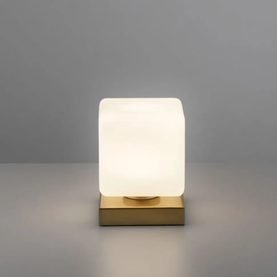 LED Tischleuchte Glas 16 cm 580 lm dimmbar in Messing