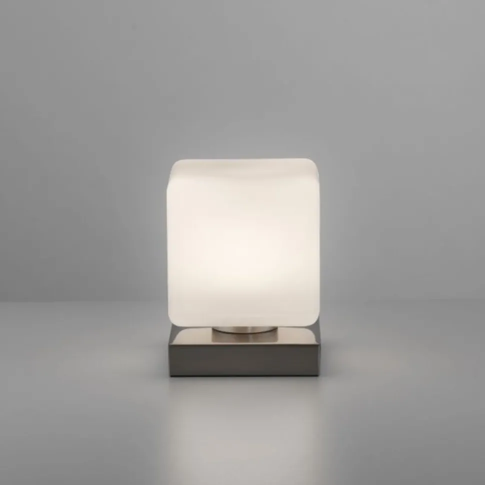 LED Tischleuchte Glas 16 cm 5 W 580 lm dimmbar in Stahl