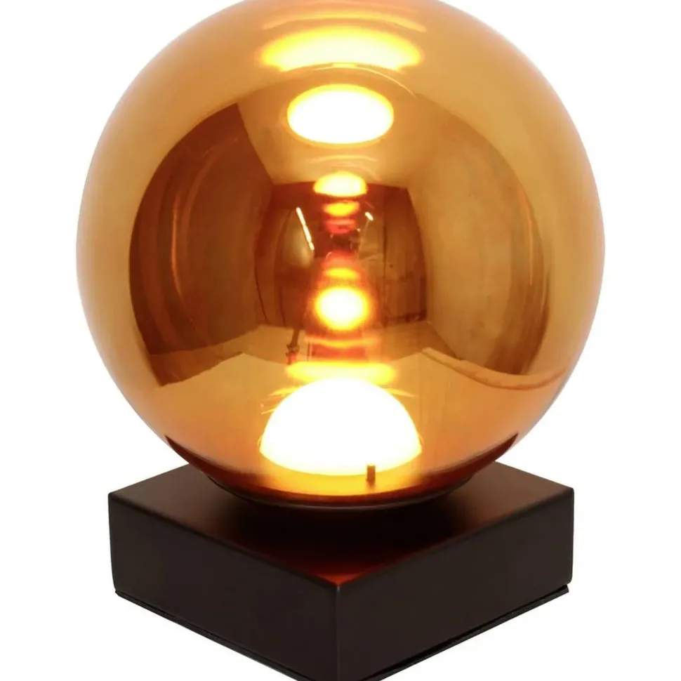 LED Tischleuchte Glasschirm in Bernstein H:18 cm 3000 K