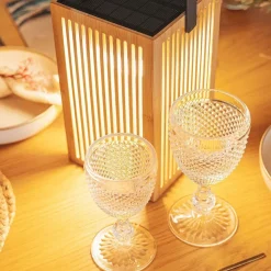 LED Tischleuchte Holz Metall 24 cm IP54 2700K kabellos Outdoor