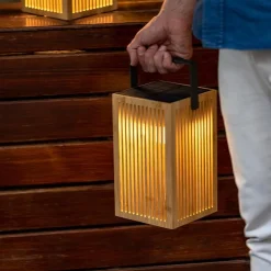 LED Tischleuchte Holz Metall 24 cm IP54 2700K kabellos Outdoor