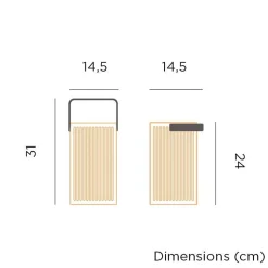 LED Tischleuchte Holz Metall 24 cm IP54 2700K kabellos Outdoor