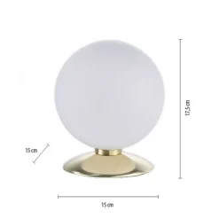 LED Tischleuchte in Messing Glasschirm 3000 K dimmbar