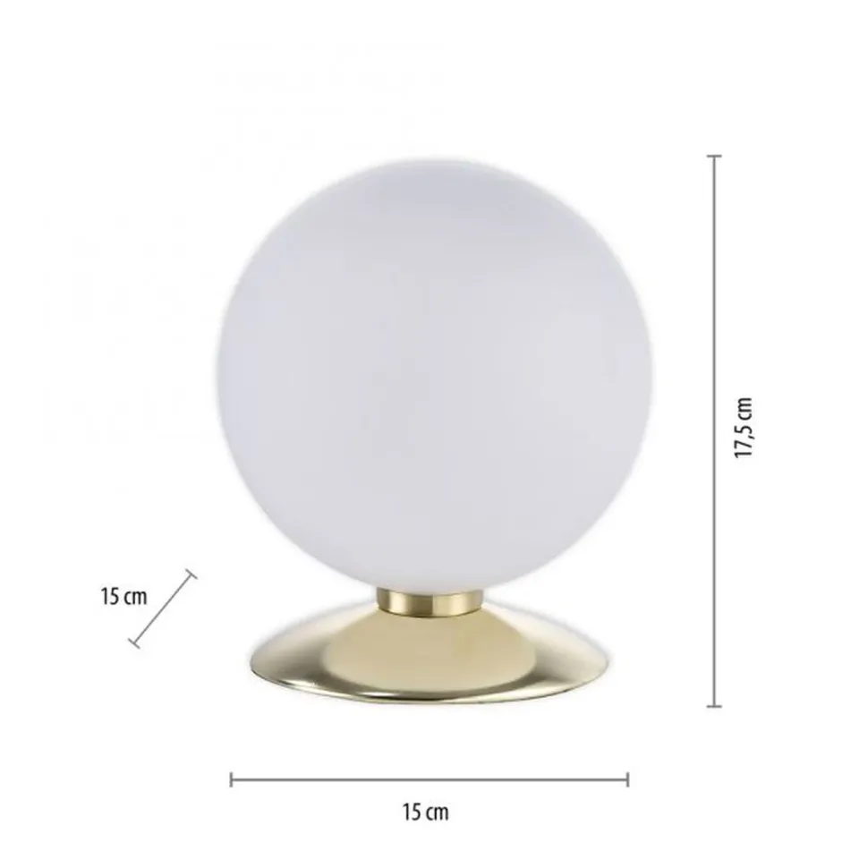 LED Tischleuchte in Messing Glasschirm 3000 K dimmbar