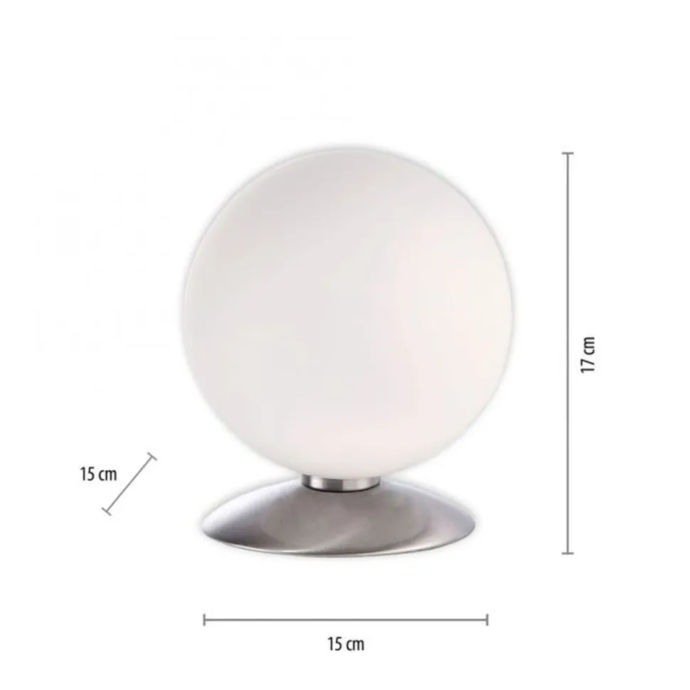 LED Tischleuchte in Stahl Glaskugel 3 W 3000 K dimmbar