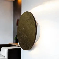 LED Wandlampe Ø 15 cm in Gold 3000 K 60 lm Holz Metall