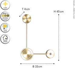 LED Wandlampe Aluminium dimmbar H:44 cm 3000 K in Gold