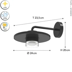 LED Wandlampe außen Aluminium B:24 cm 7 W IP54 Schwarz