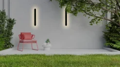 LED Wandlampe Außen Metall IP65 H:60 cm Schwarz Modern