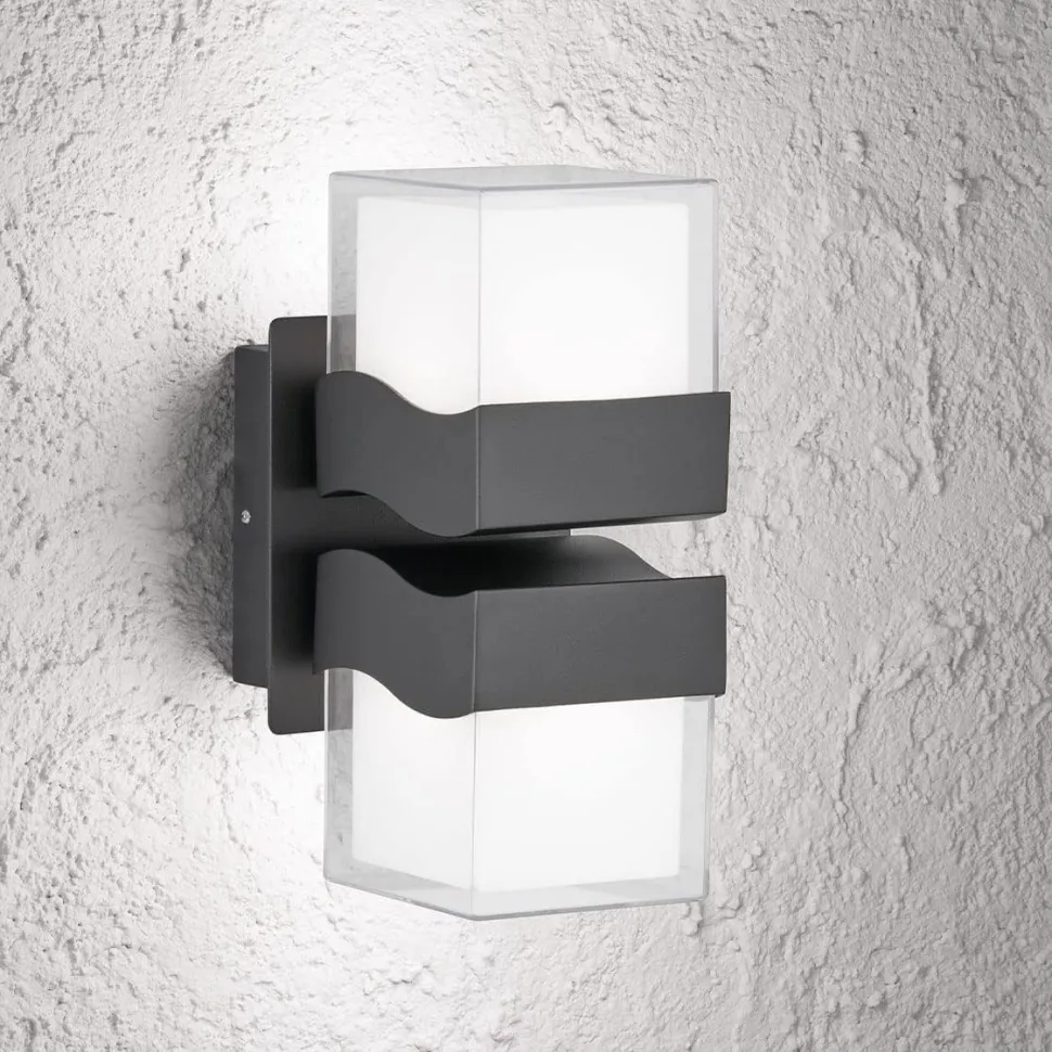 LED Wandlampe außen Up Down eckig IP54 Schwarz