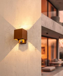 LED Wandlampe Bewegungssensor Rostbraun Up Down IP54