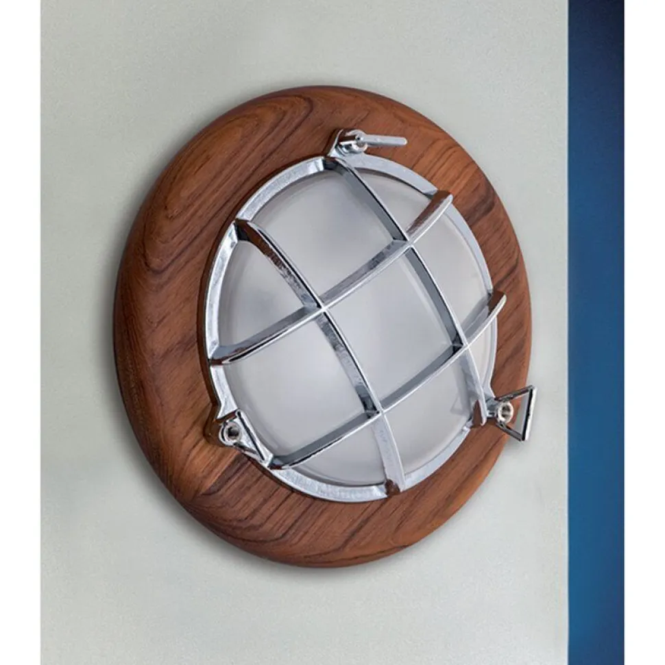 LED Wandlampe Chrom Echt-Messing rund Ø27cm Maritim