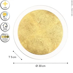 LED Wandlampe Gold Schwarz rund Ø30 cm 3500 K dimmbar