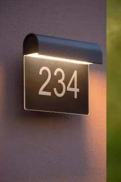 LED Wandlampe Hausnummer Aluminium Schwarz IP54 3000 K
