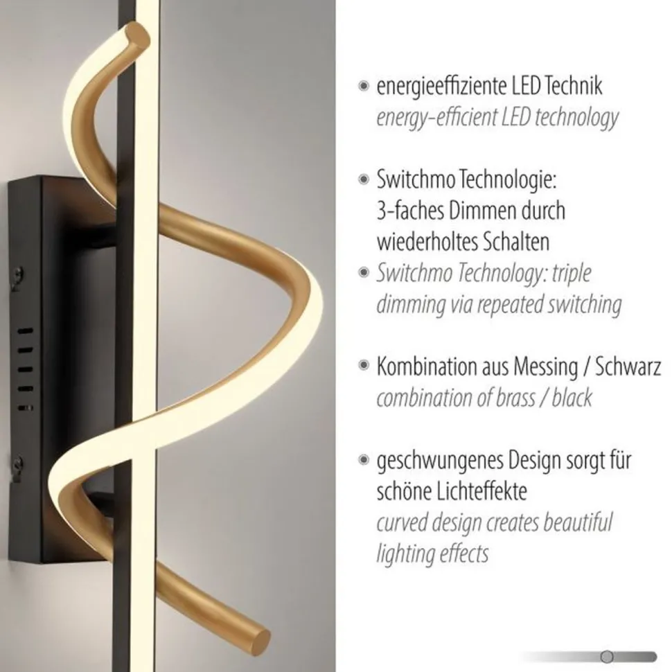 LED Wandlampe Metall dimmbar 3000 K Schwarz Messing