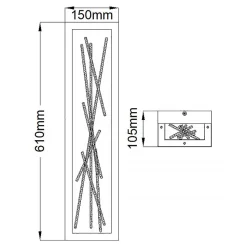 LED Wandlampe Metall H: 61 cm in Schwarz Gold eckig