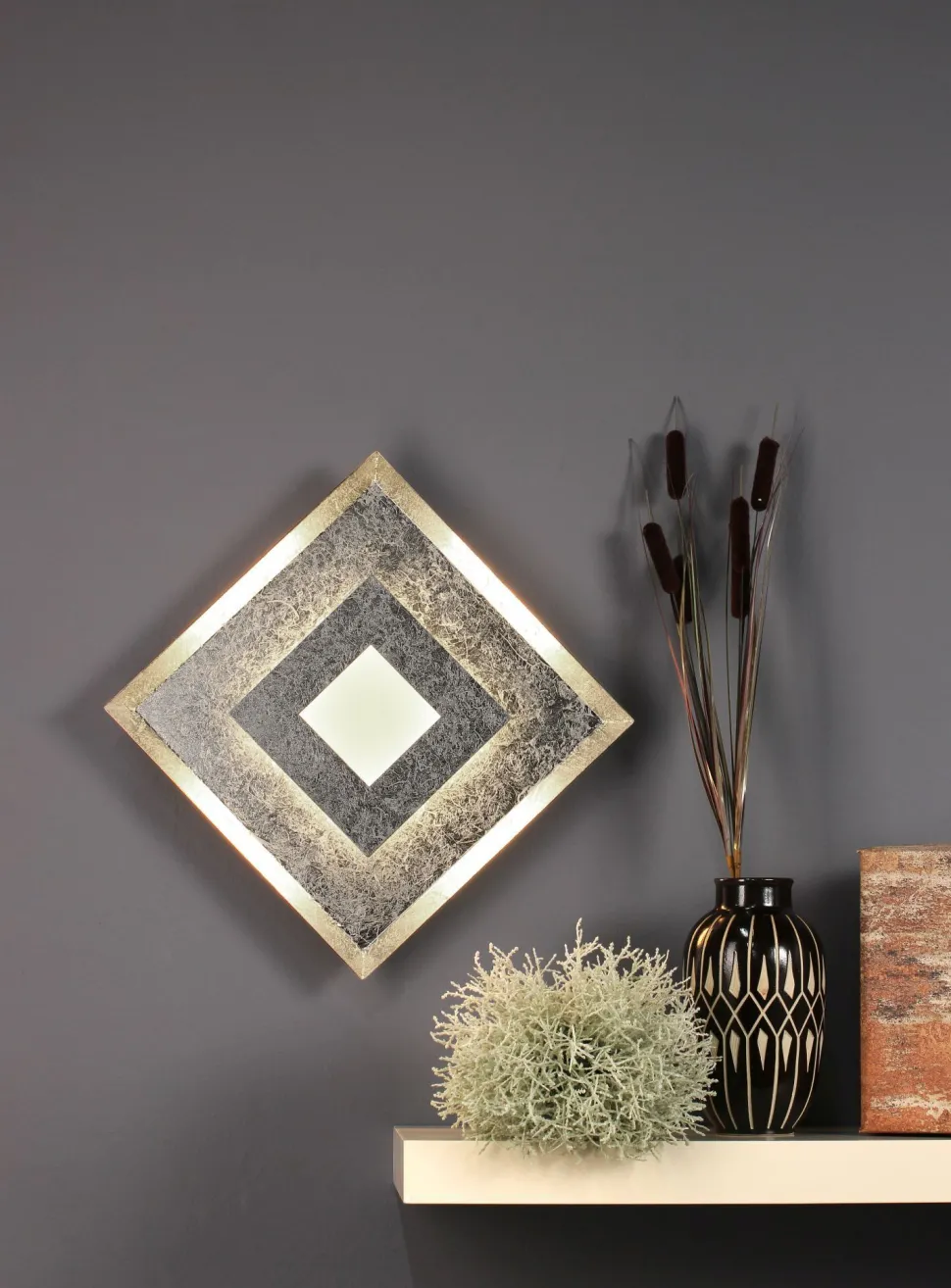 LED Wandlampe Metall Silber B:32 cm Wand Decke dimmbar