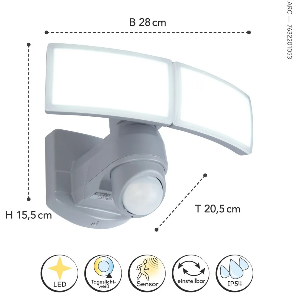 LED Wandlampe mit Bewegungssensor 1200 lm IP54 flexibel