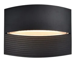 LED Wandlampe Schwarz Aluminium B:18 cm IP54 3000 K