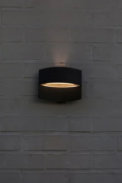 LED Wandlampe Schwarz Aluminium B:18 cm IP54 3000 K