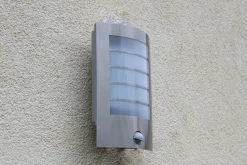 LED Wandlampe Sensor Edelstahl IP44 H:25,4 cm flach