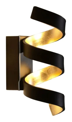 LED Wandlampe Spirale Schwarz Gold H:26 cm 3000 K 9 W