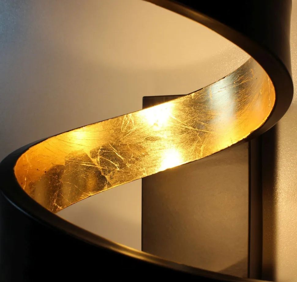 LED Wandlampe Spirale Schwarz Gold H:17 cm 3000 K 6 W