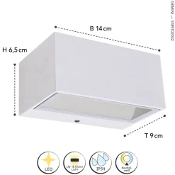 LED Wandlampe Up Down Weiß B:14 cm IP54 4000 K 10 W