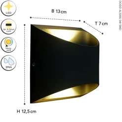 LED Wandleuchte Außen Aluminium IP44 B:13,1 cm Up Down