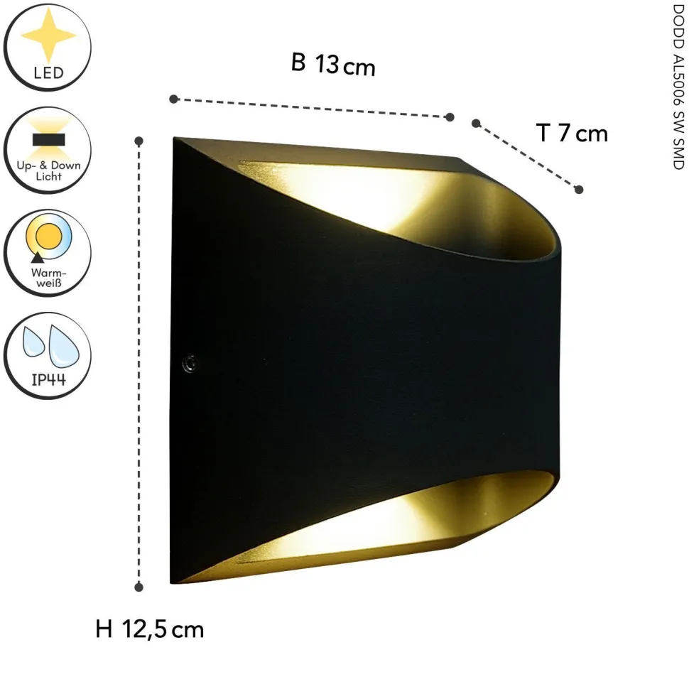 LED Wandleuchte Außen Aluminium IP44 B:13,1 cm Up Down