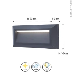 LED Wandleuchte Außen Aluminium Anthrazit IP54 B:23 cm