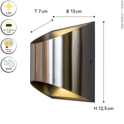 LED Wandleuchte Außen Edelstahl IP44 B:13,1 cm Up Down